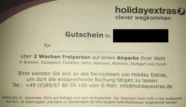2 Wochen Freiparken auf einem Airparks Ihrer Wahl